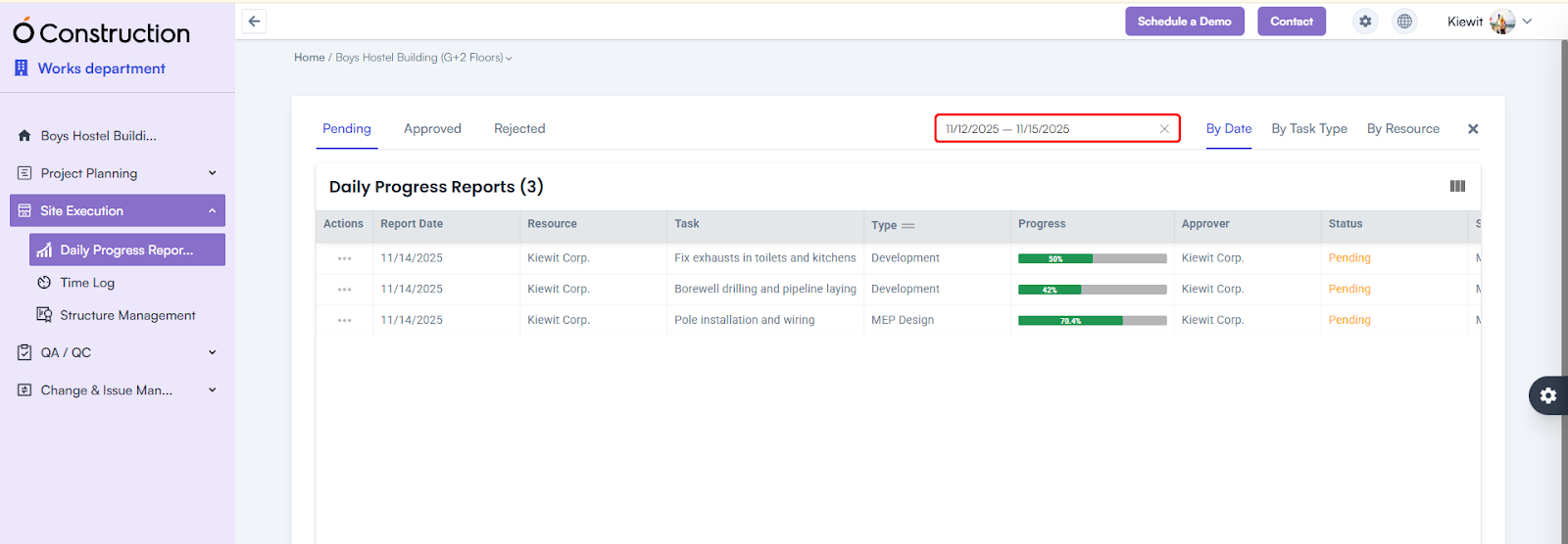 Date Range Filter Added for DPR (Frontend)